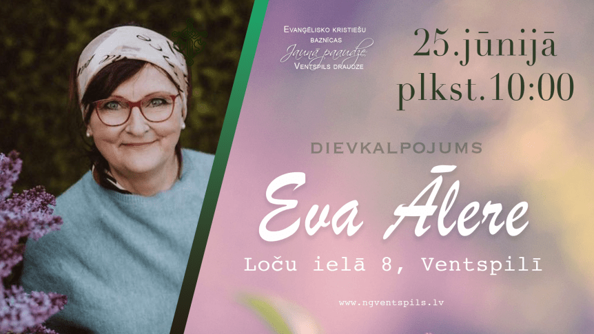 Eva Ālere kalpos dievkalpojumā Ventspilī&nbsp;25.06.2023